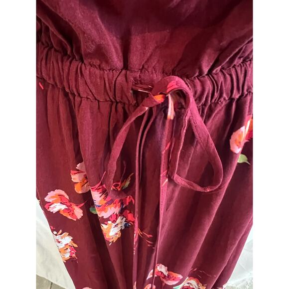 Apt. 9 Women's Challis Maxi Side Slits Maroon Floral Dress Size L - Picture 5 of 10